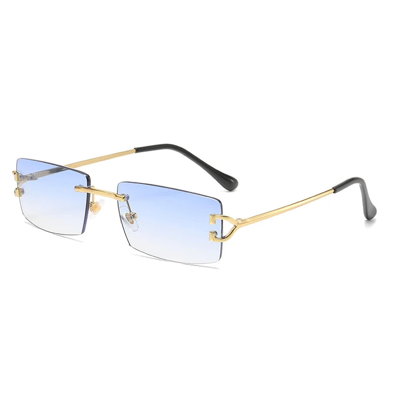 Square rimless sunglasses women Europe and the United States fashion modern glasses with street shot fashionable sunglasses