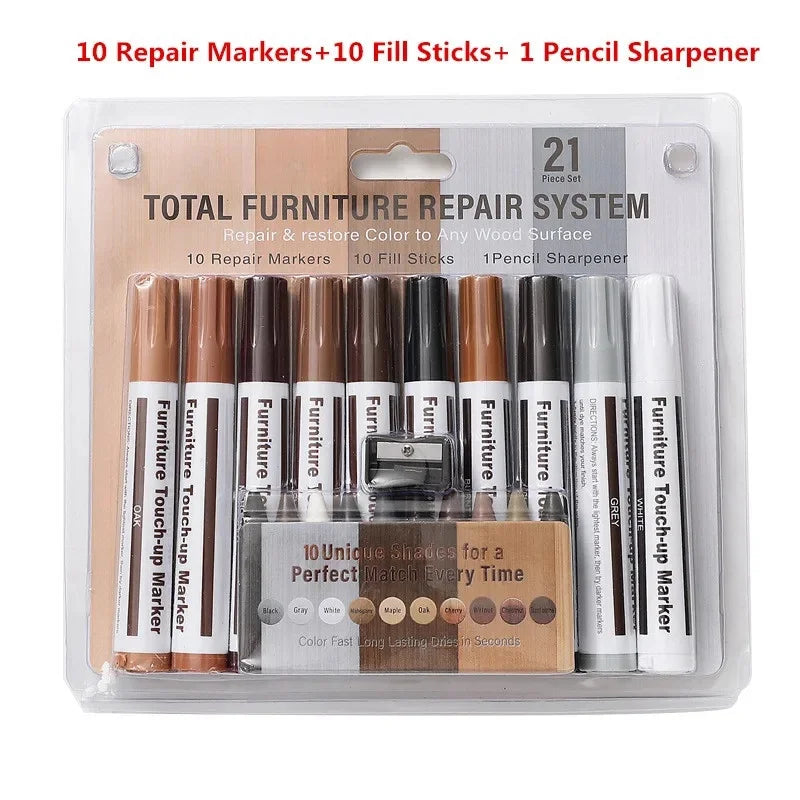 Furniture Repair Pen Wood Markers Wax Sticks Remover Scratches Filler Paint Restore Kit Wooden Cabinet Floors Tables Repair Tool