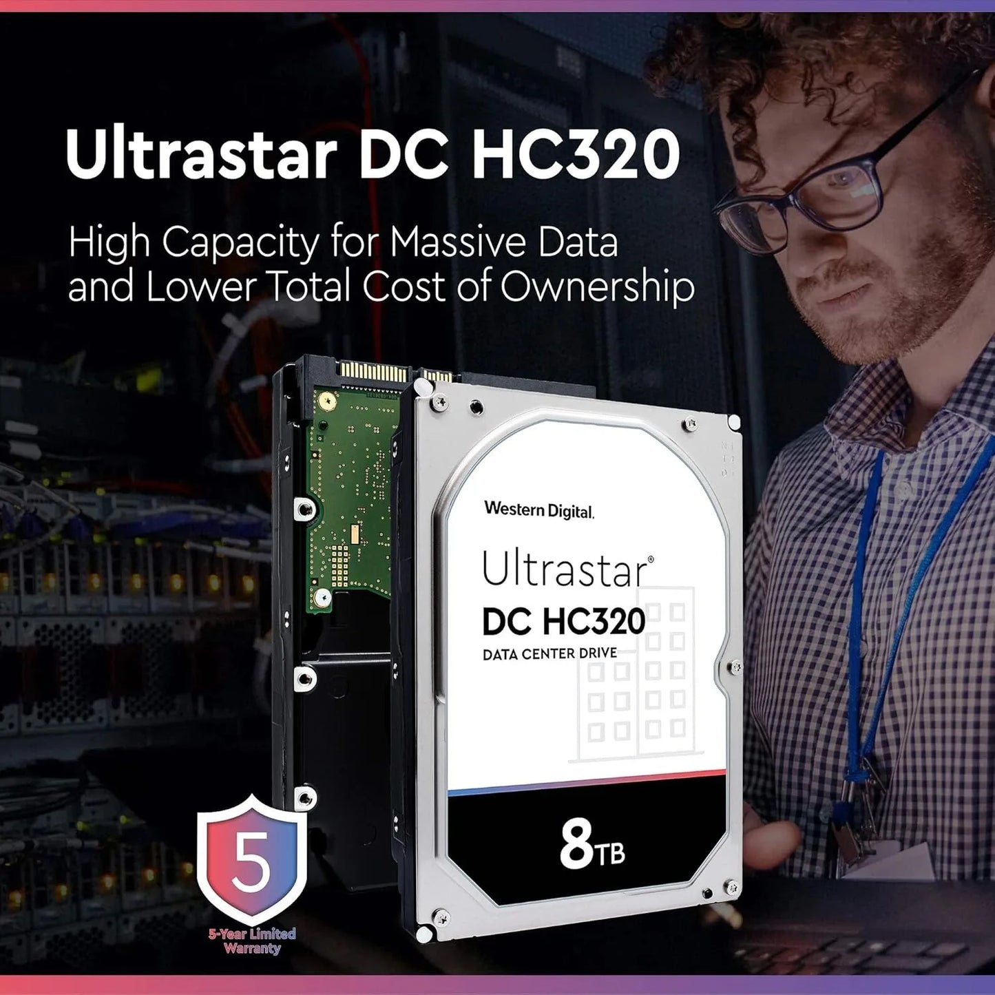 Western Digital 8TB Ultrastar DC HC320 SATA HDD Class SATA 6 Gb/s 256MB Cache, 3.5"
