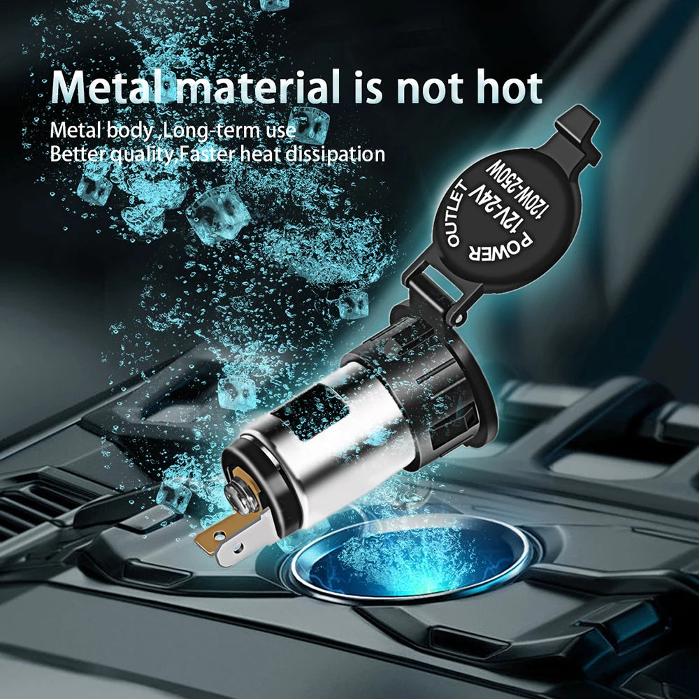 Auto 12V-24V 120W-250W Cigarette Lighter Socket Power Plug Outlet Replacement Parts for Car Truck Cigarette Lighter Splitter