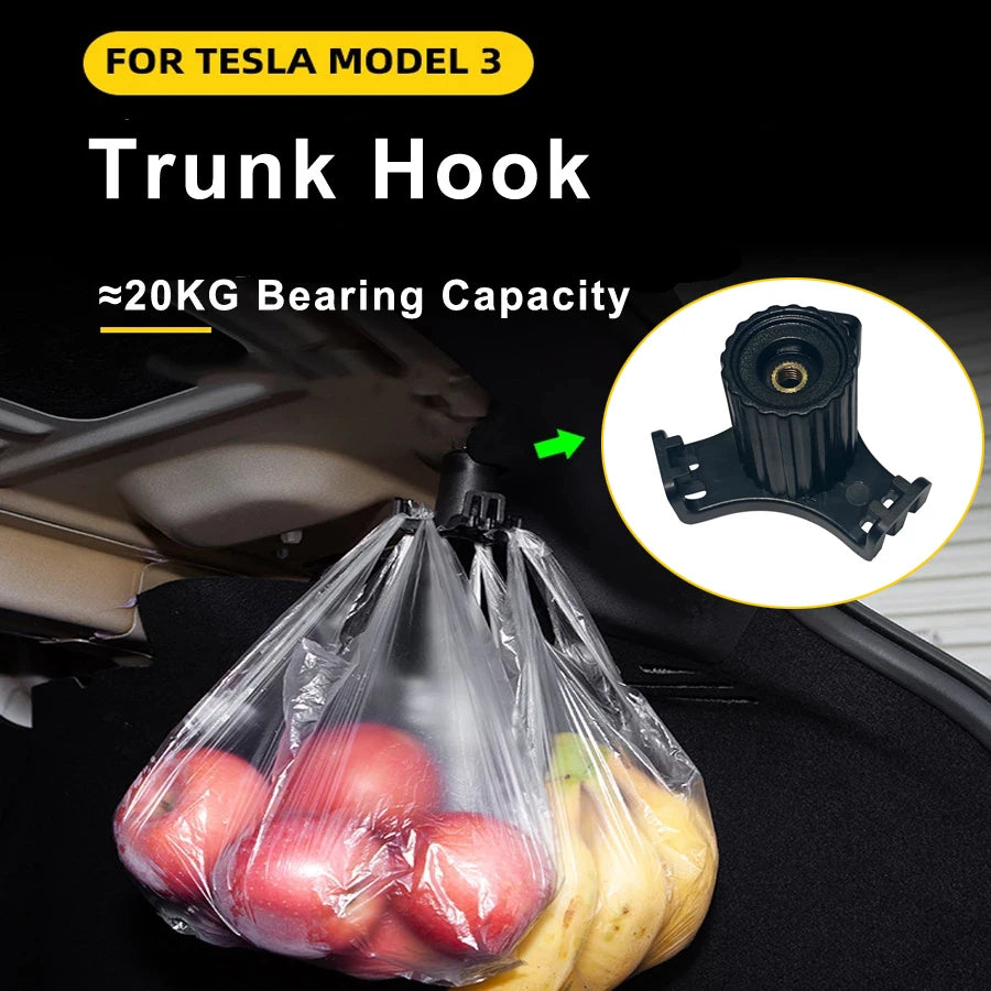 USVOTOV For Tesla Model 3 Highland 2025 2024 Trunk Hook Grocery Bag Holder Car Pendant Luggage Organizer Interior Accessories