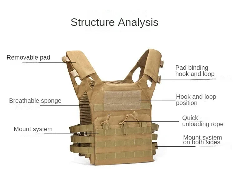 Nylon Tactical Vest Body Armor Hunting Carrier Airsoft Accessories Combat MOLLE Camo Military Army Vest CS Game Jungle Equipment