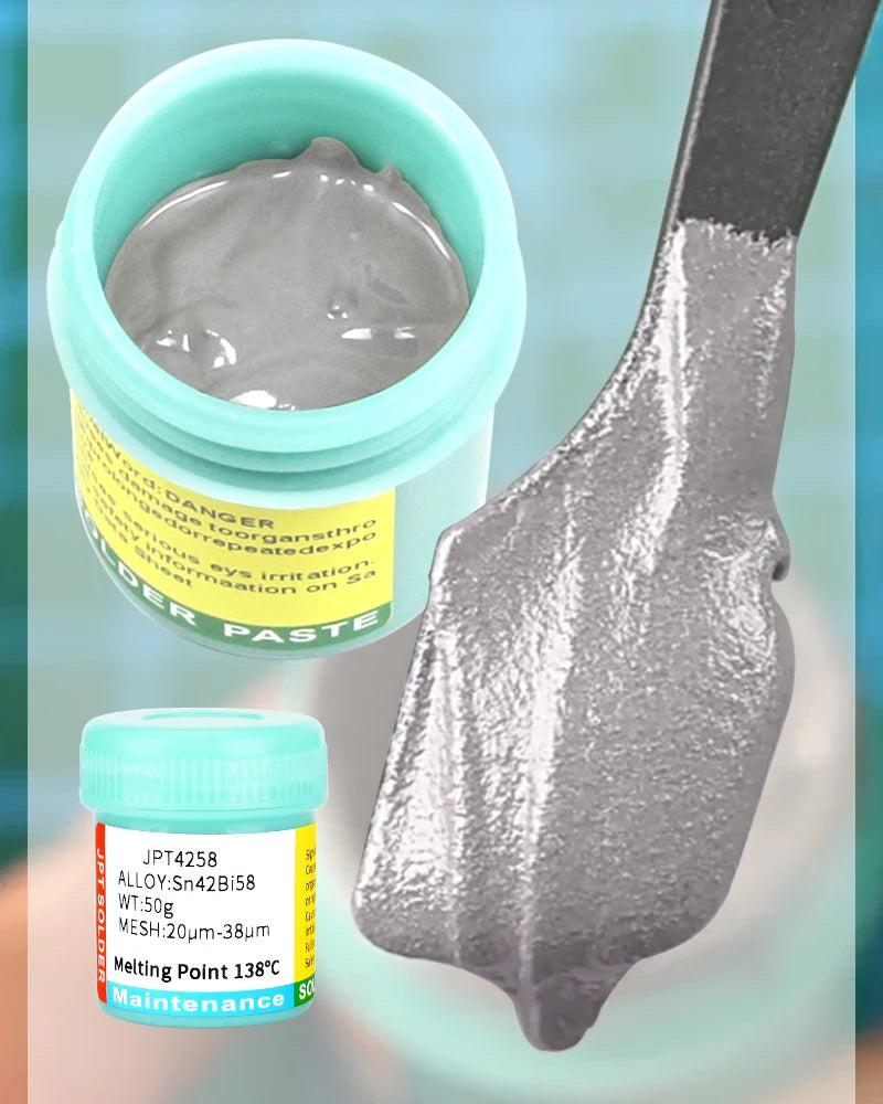 Sn42Bi58 SMD Welding Paste 138 ℃ Low Temperature Lead-free Syringe No Clean Solder Paste For Phone Component Repair