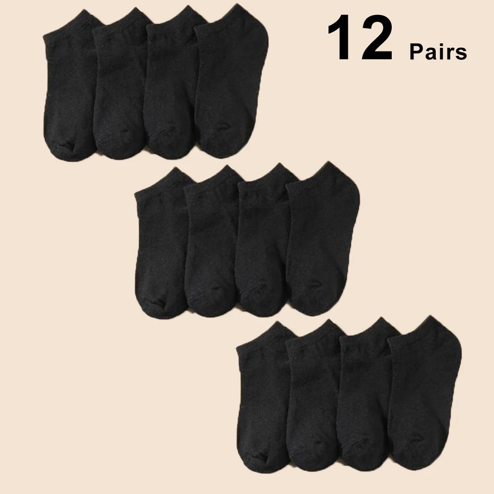 12 Pairs Solid Color Boat Socks Comfortable Breathable High-Quality Men's Business Low Tube Socks Casual Men Slipper Floor Socks