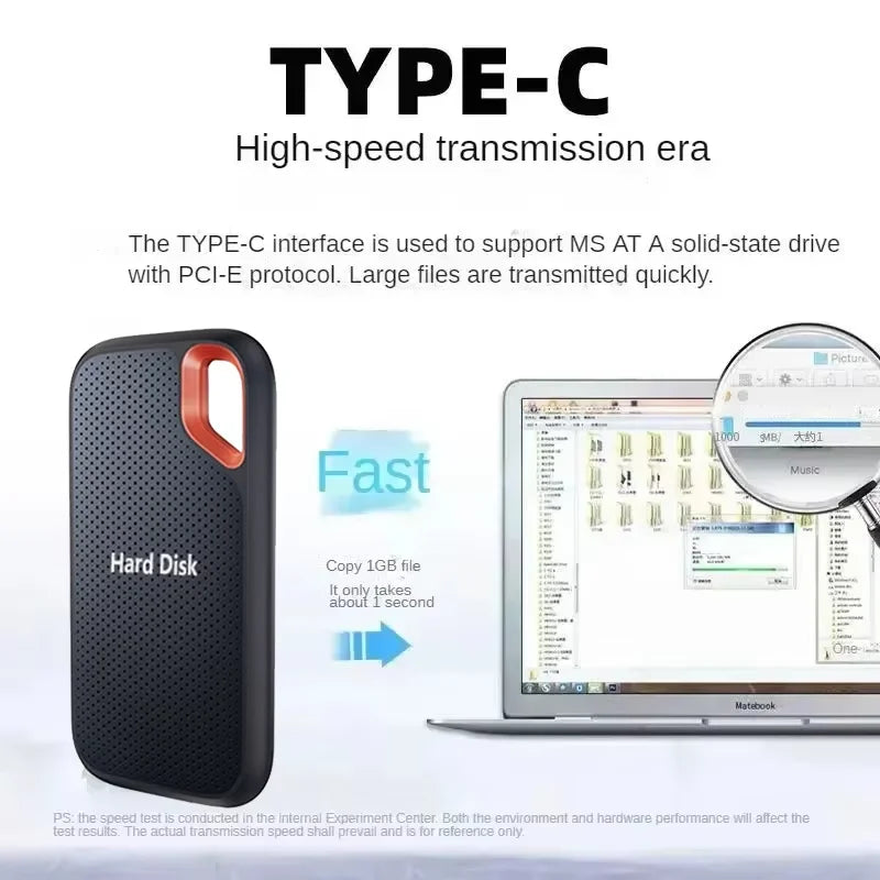 Portable SSD 128TB High-quality Hard Drive 1TB/2TB Original Hard Disk USB 3.1 High Speed Storage Device for Laptop/PC/Phone/Mac