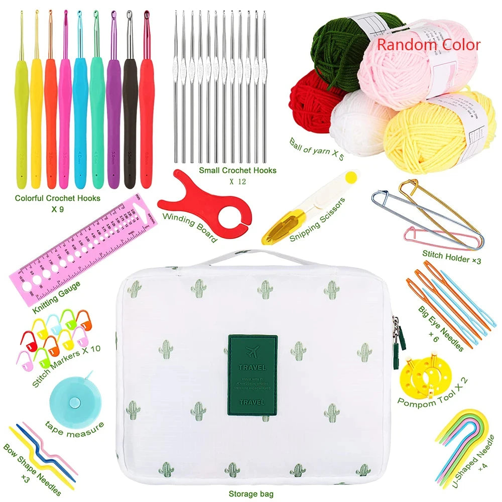 Beginner Novice Crochet Kit Multicolour Collection Storage Bag 58pcs Set