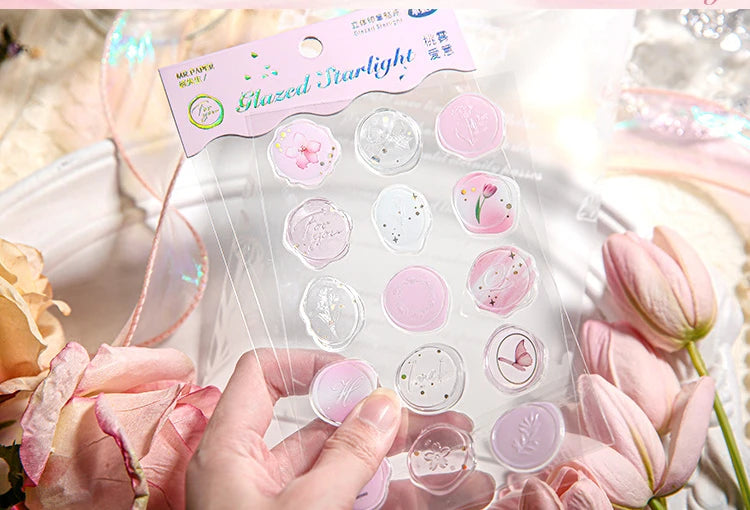 Mr.Paper 4 Style Fire Paint Seal Drip Glue Stickers Good-Looking Envelopes Sealing Paste Handbook Decoration Sticker Stationery