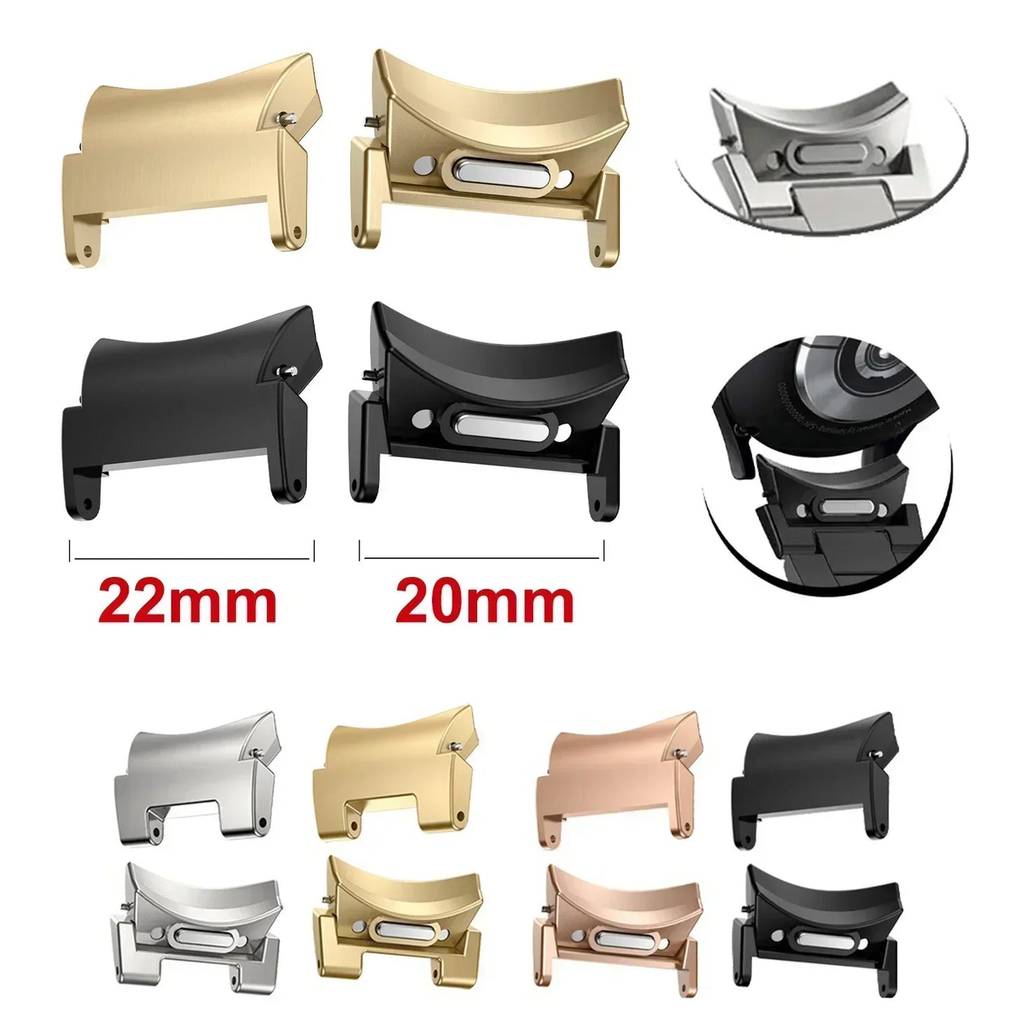 22mm 20mm Quick Fit Connector for Samsung Galaxy Watch 6 5 4 40 44mm Metal Adapter For Galaxy Watch 6 Classic 47mm 43mm 42 46mm