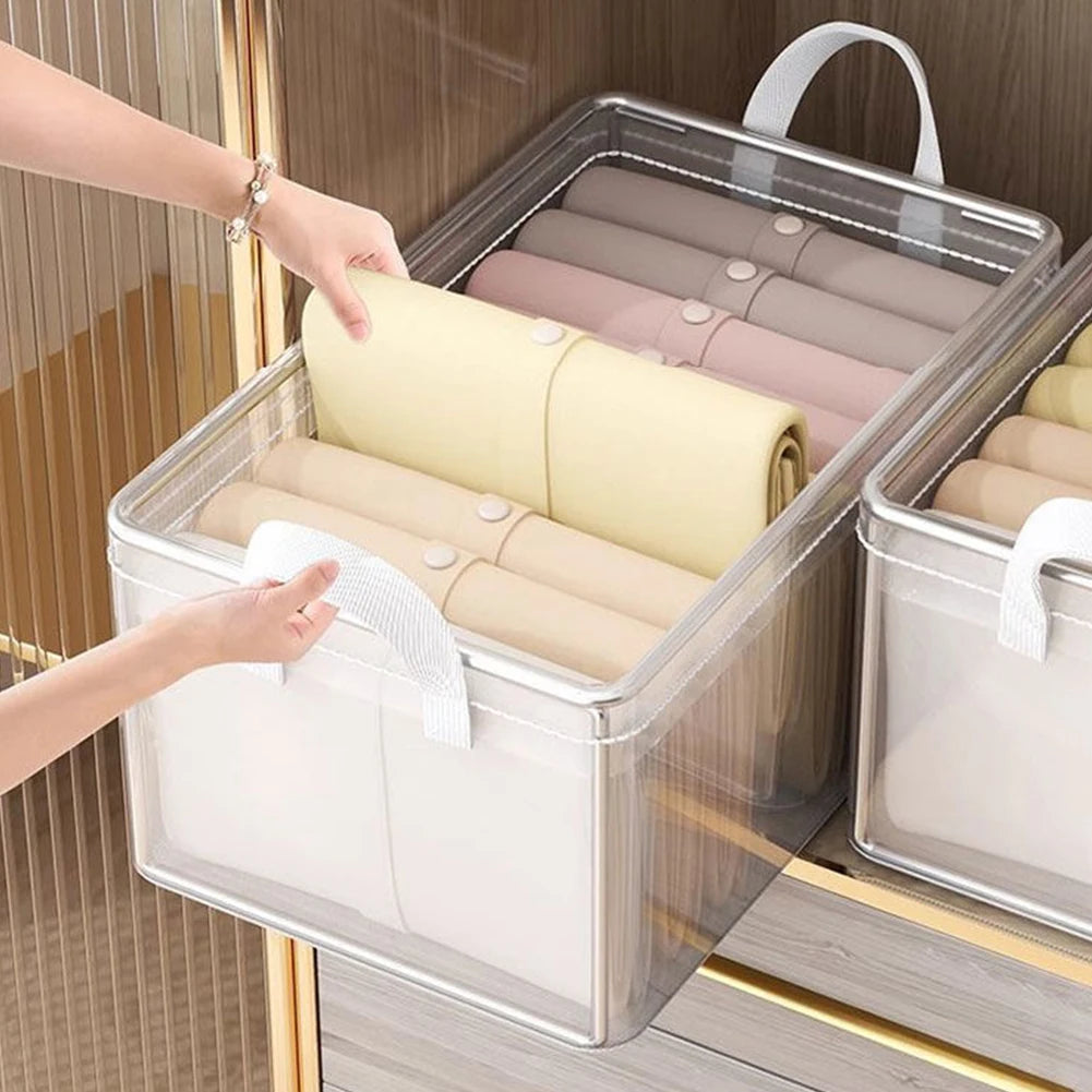 Foldable Anti Mold Transparent Clothing Storage Bag with Lid for Seasonal Storage, Moving Packaging,wardrobe Storage,and Storage