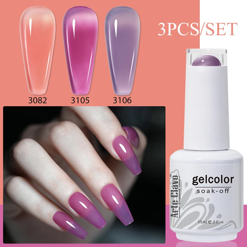 3PCS/Set Arte Clavo Gel Nail Polish Kit 15ml Nail Art UV LED Gel Set For Manicure Long Lasting Gel Polish Set Soak off Varnishes