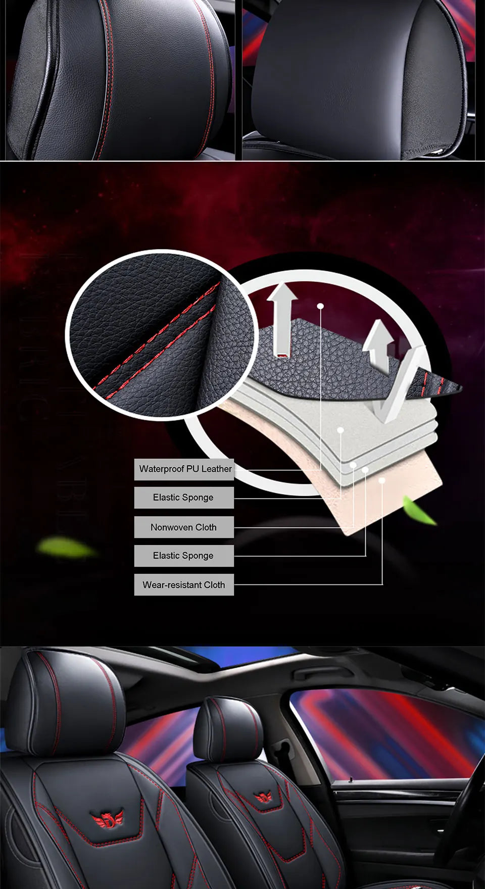 Leather Car Seat Cover For Ford Focus 2 MK1 MK3 Mondeo MK4 Fiesta MK7 Fusion Kuga Ranger Explorer 5 Figo Taurus Auto Accessories