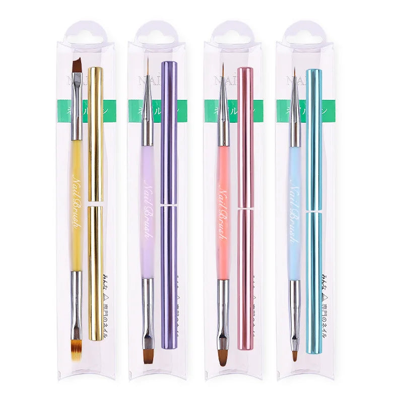 Double Head Crystal Handle Nail Brush Liner Brush Painting Pen Gel Brush Crystal Nail Art Manicure