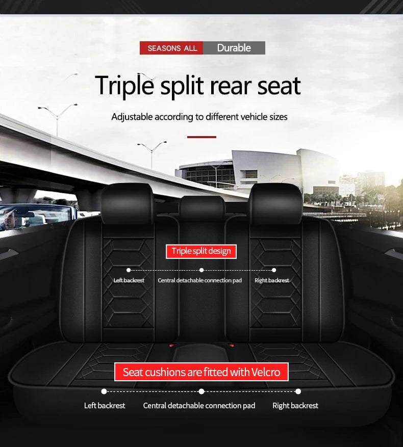 4 Pc Custom Luxury Breathable 3D Four Season Universal PU Leather Car Seat Cover Full Set
