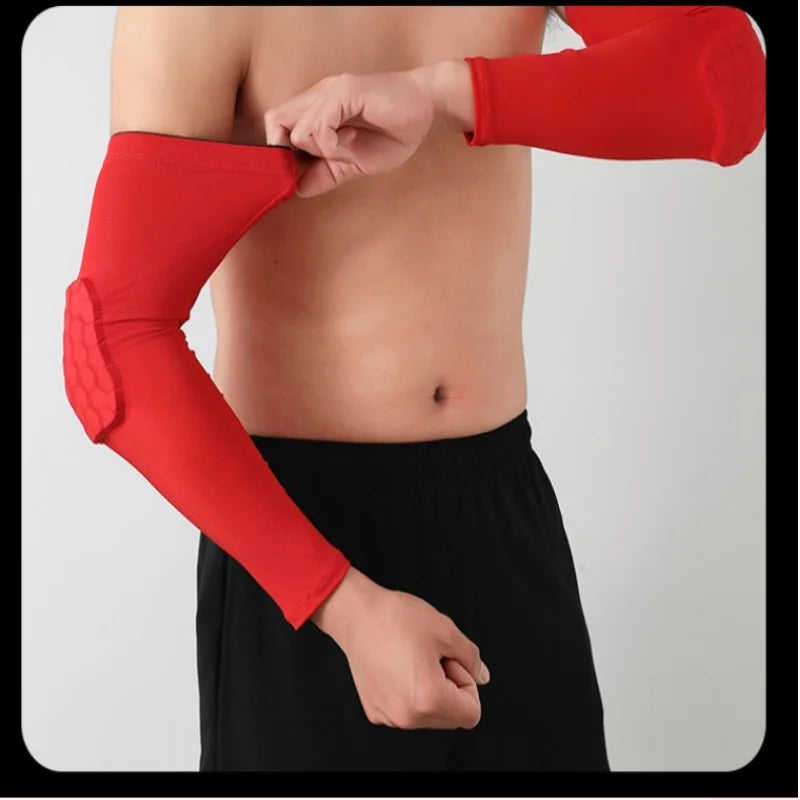 1pcs Honeycomb Anti-collision Arm Guard Fitness Running Training Basketball Guard Equipped With Breathable Sports Elbow Guard