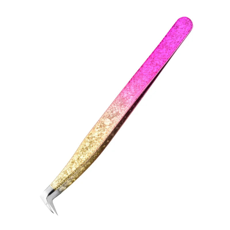 1Pieces Professional Eyelash Extension Tweezers With Rubber Tips Tweezers, Ombre Color Precision Stainless Steel Tools For Beaut