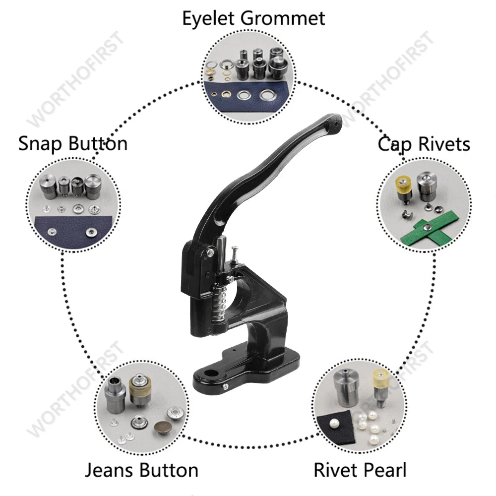 Stainless Steel Eyelets Grommet with Multifunctional Hand Press Tool Kit Round Rings Punch for Tarpaulin Curtains Leather Crafts