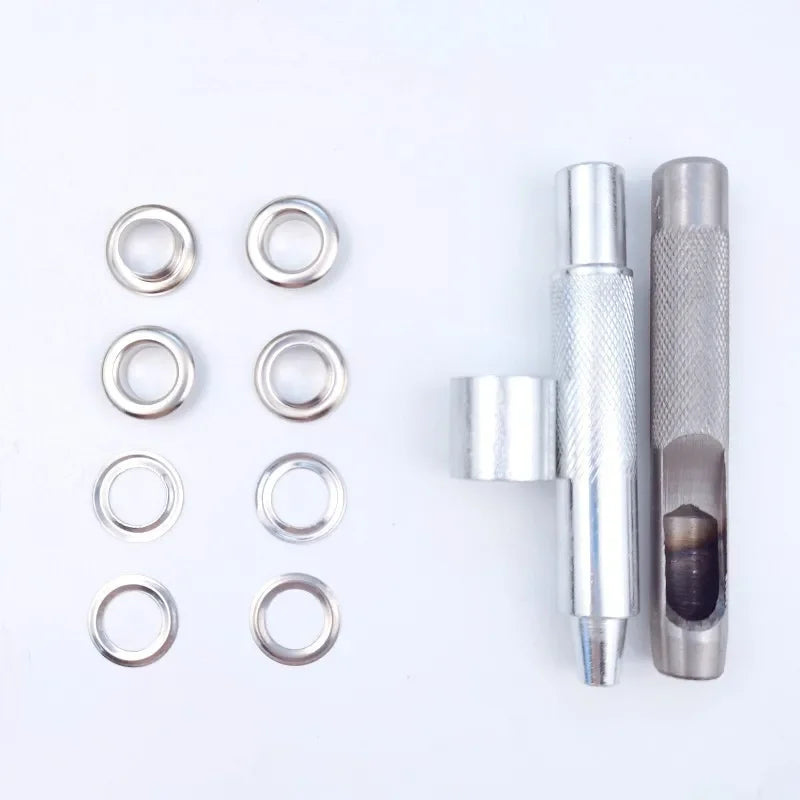100Sets 10mm Metal Eyelet Grommet Punch Installer Tool Set Durable Kit for Belts Clothes Canvas Curtains Shoes & Tents