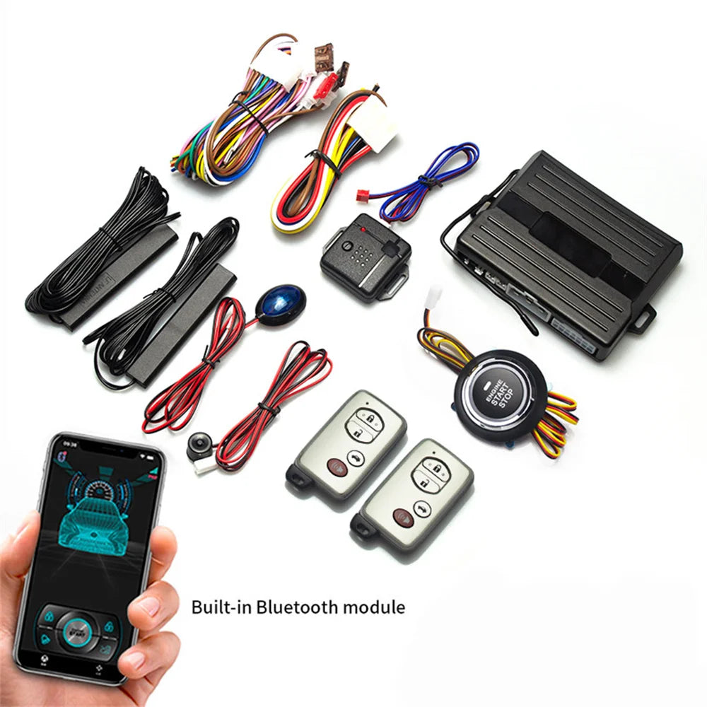 Car Smart Key Starter Alarm Bluetooth Autostart Set Auto Start Stop Push Button Keyless Entry System Skit Automotive Accessories
