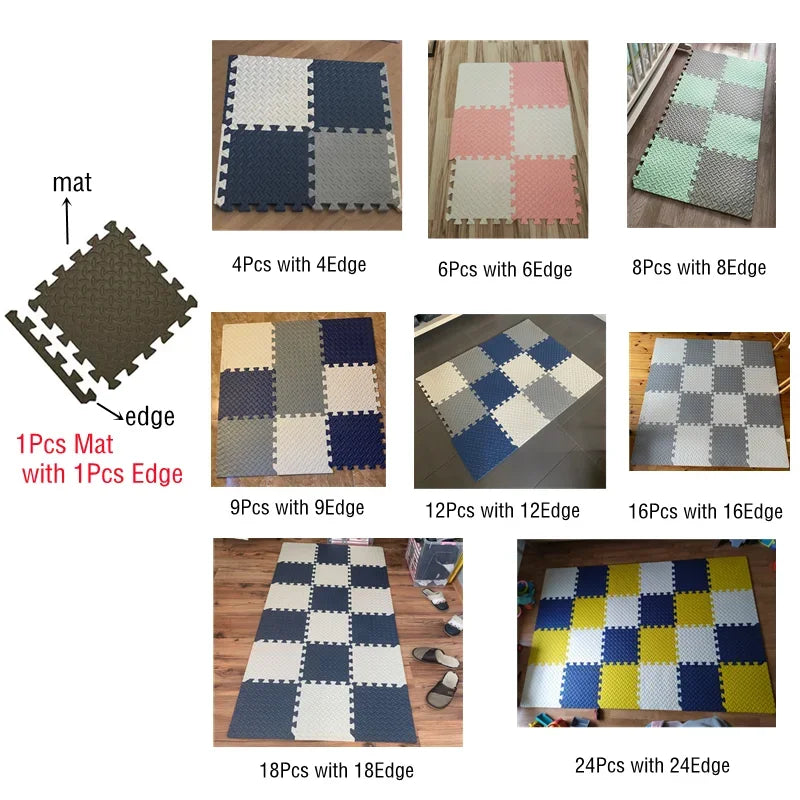 16pcs Foam Baby Play Mat Puzzle Mat Kids Interlocking Exercise Tiles Rugs Floor Tiles Toy Carpet Soft Carpet 30*30*1cm