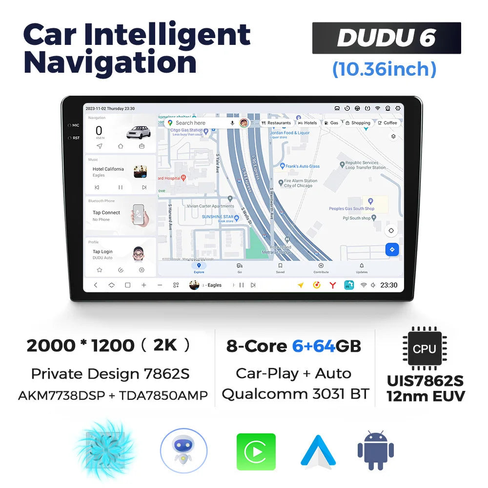 DUDUAUTO 9.5/10.36inch DUDU7 Android 13 Universal Carplay Multimedia Car Radio WIFI DSP TDA7708 12+512G Android-Auto Carplay