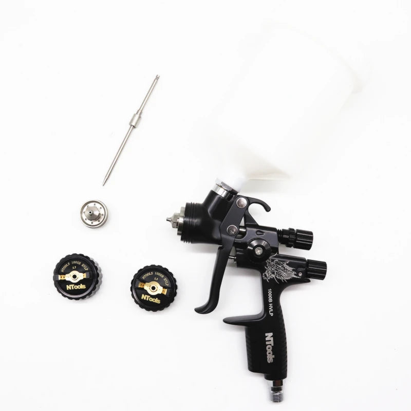 Hvlp Spray Gun with Adapter and Mix Tank Car Repair Paint Spray Guns 1.3 And 1.7mm Nozzle for Painting Water Based Air Spray Gun