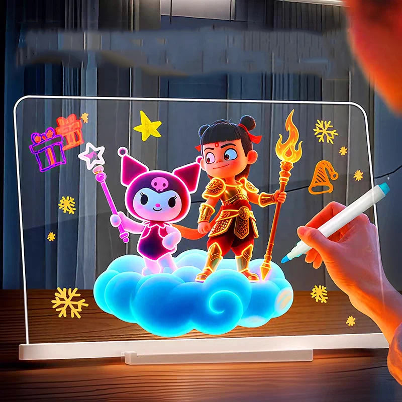 LED Luminous Blackboard Drawing Toys Magic Light Blackboard Graffiti Coloring Art Lamp Acrylic Message Board Montessori Kids Toy