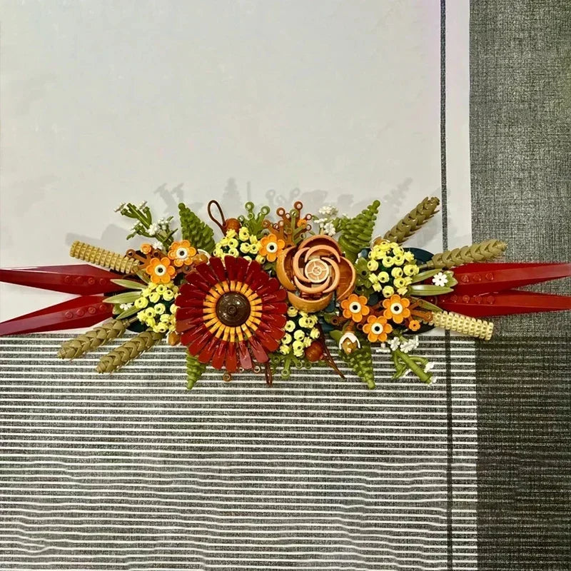 812PCS Succulent DIY Toy: Dry Flower Centerpiece Bouquet Building Block 10314 Model Kit Home Decor Bricks for Christmas Gift