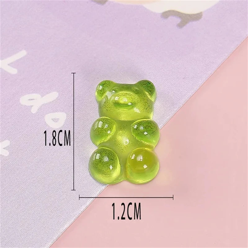 50pcs 3D Cartoon Jelly Bear Nail Art Resin Charms Rhinestones Kawaii Accessories Press on Nails Decorations DIY Supplies Parts