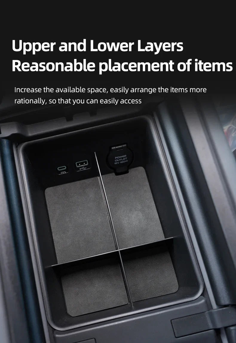 For ZEEKR 001 Car Center Control Storage Box Alcantara Storage Box Shelf Armrest Box Interior Car Supplies Stowing Tidying