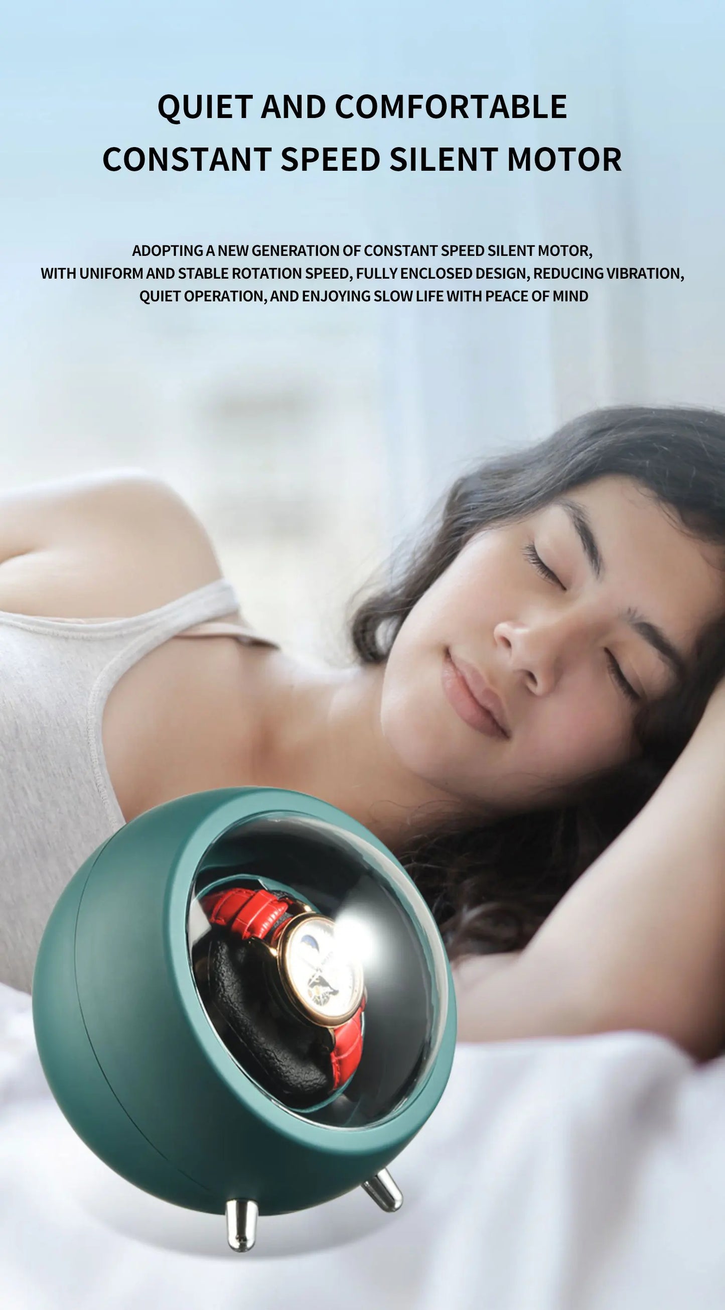 IBBETON Single Watch Winder for Automatic Watches Storage Box Automatic Winder Use USB Cable / with Battery Mabuchi Mute Motro