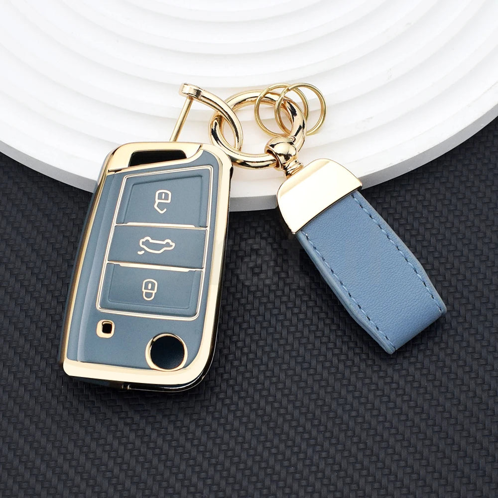 TPU Car TPU Folding Key Cover Shell For VW Volkswagen MK7 GTI 7 Golf 7 Golf R Skoda Octavia A7 SEAT Bag Case Holder Protector