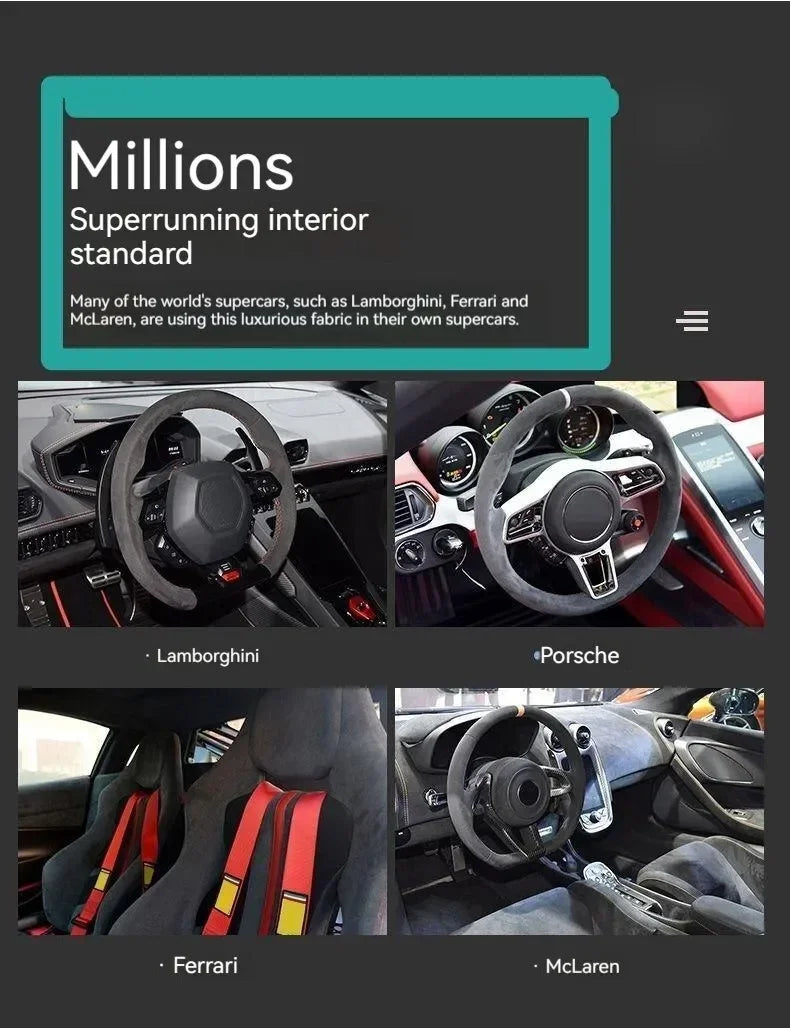 Suede Cover for All Seasons Auto Steering Wheel Cover Ultra-thin Non-slip D-shaped Round Breathable Car Steering Wheel Protector