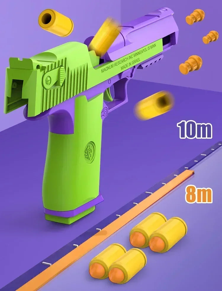 Turnip Gun Decompression Toys Desert Eagle Pistol 1911 Continuous Shell Throwing Air-mounted Pistol Launcher Toy Gun