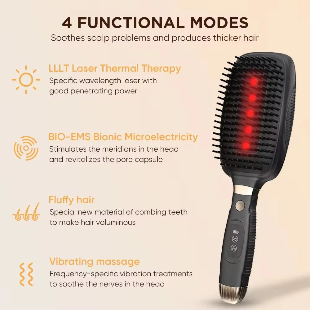 Professional EMS Scalp Massaging Brush Electric Vibration Massager for Scalp & Hair Laser Hair Growth Comb Brush For Hair Loss