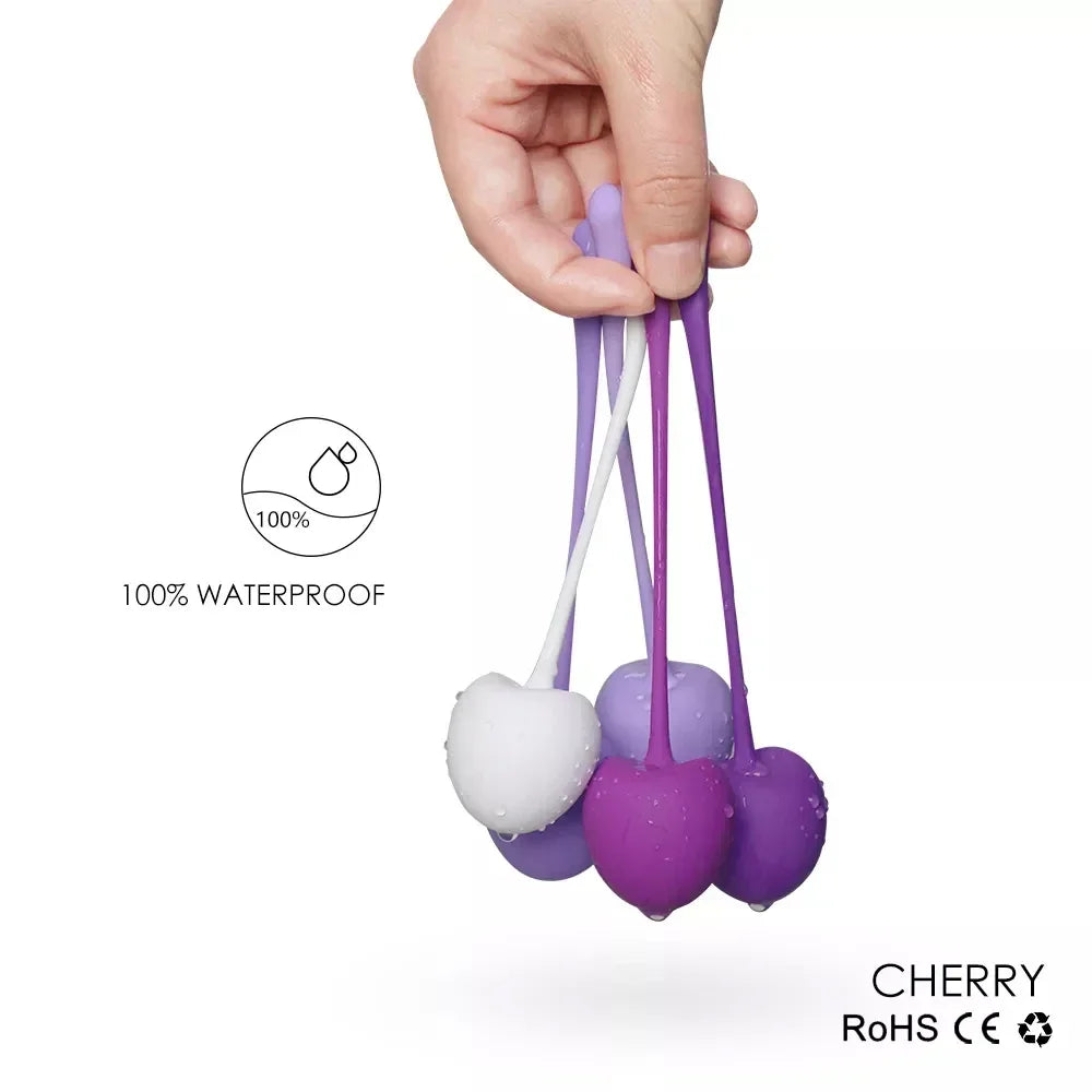 Silicone Cherry Ben Wa Weight Set of 5PCS Kegel Ball Vaginal Dumbbells Full Pussy Vagina Tighten Kegel Exercise Balls For Women