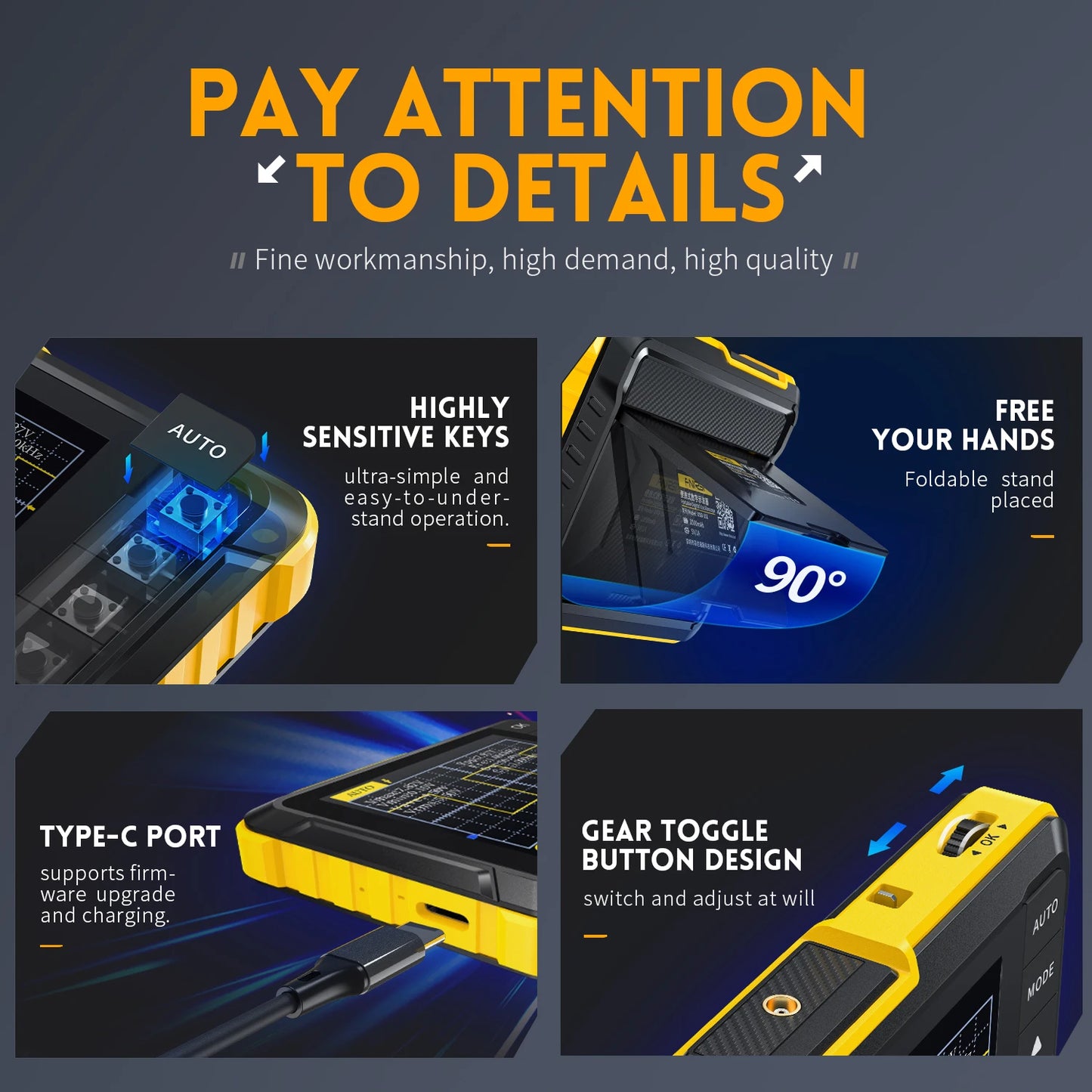 FNIRSI DSO152 Portable Mini Handled Digital Oscilloscope Auto 200KHz Bandwidth 2.5MSa/s Sampling Rate Electronics Repair Tools