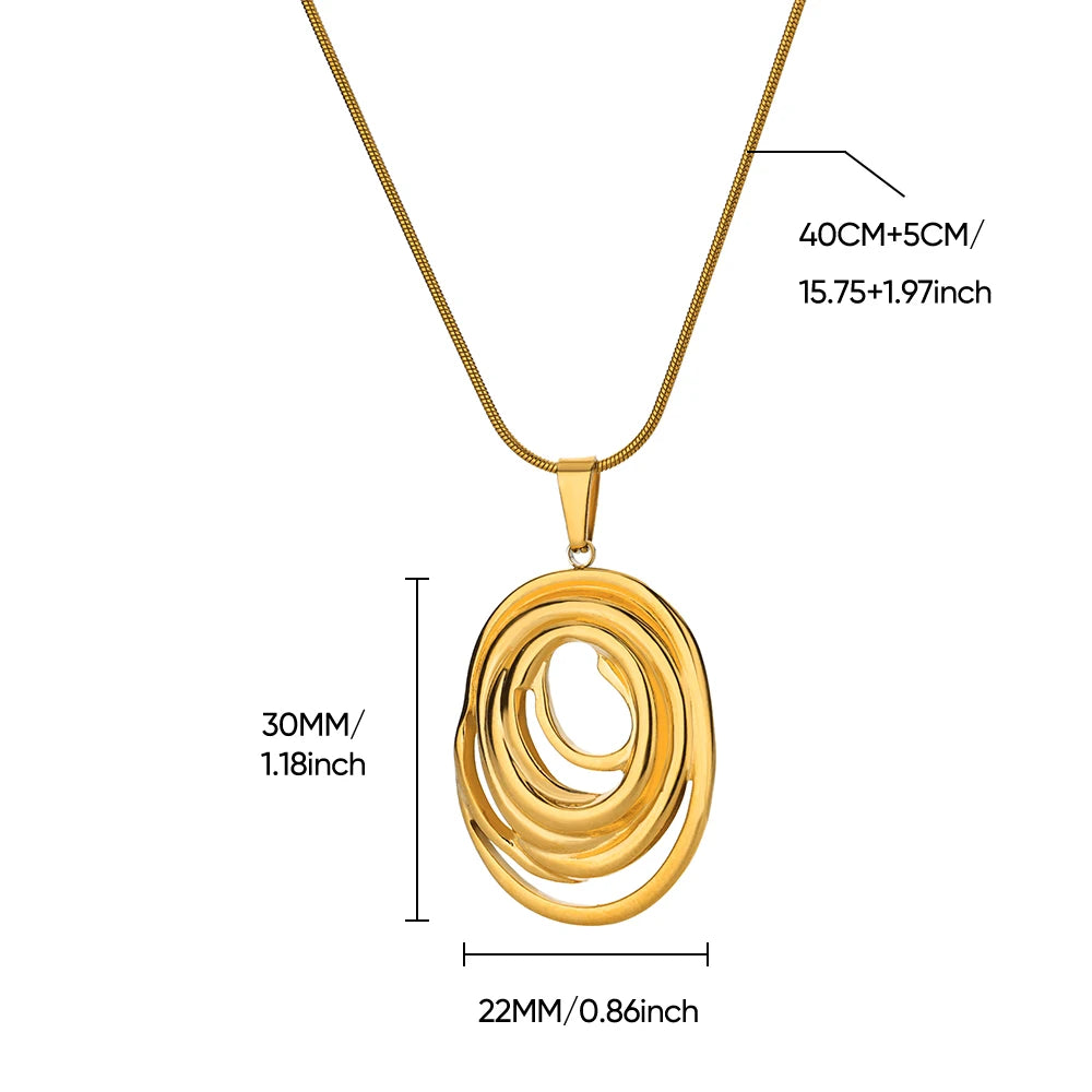 Round Chain Infinity Oval Pendant Necklace for Women Gold Color Charm Necklaces Femme Choker Stainless Steel Jewelry collar 2024