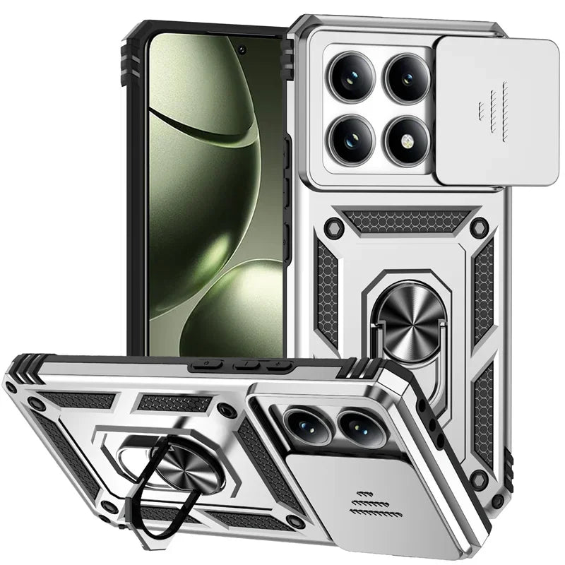 For Xiaomi 14T 13T Pro Case Ring Stand Car Magnetic Holder Phone Cover for Redmi 14C Case Shockproof Lens Protection Funda
