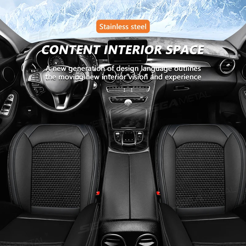 SEAMETAL Breathable Car Front Seat Cover Ice Silk Cooling Seat Cushion Full-Wrapped Anti-Scratch Car Seat Protector Universal