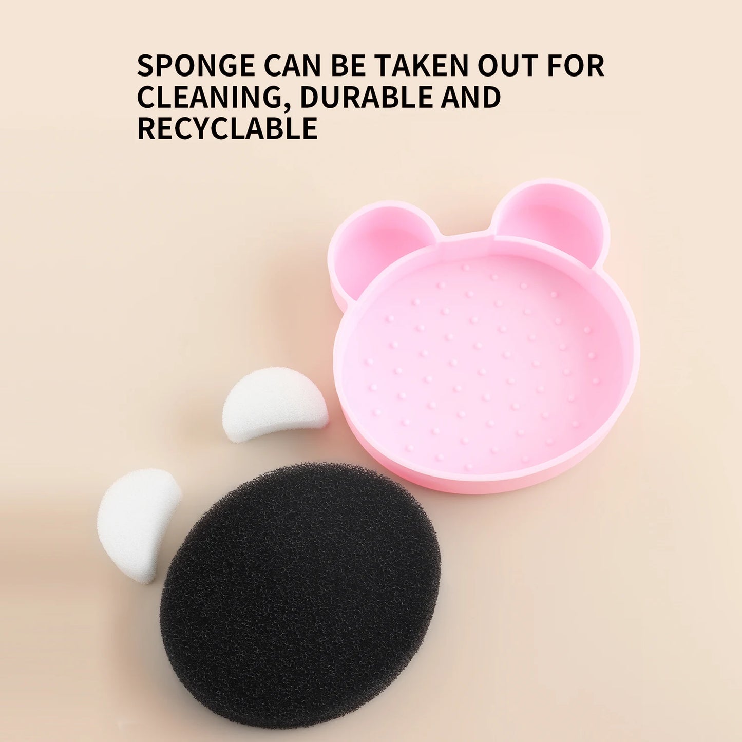 Makeup Brush Cleaning Tool ,1pcs Silicone Cute Portable Bear Shaped Cleansing Makeup brush cleanerfor Prevent Makeup Residue