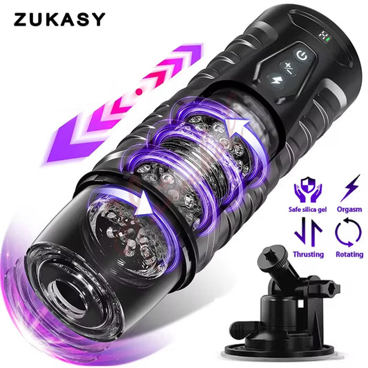 Automatic Male Masturbator 7 Thrusting Rotating Modes Mastubator Cup Electric Telescopic Sex Toy Pocket Pussy For Men Adult Toys