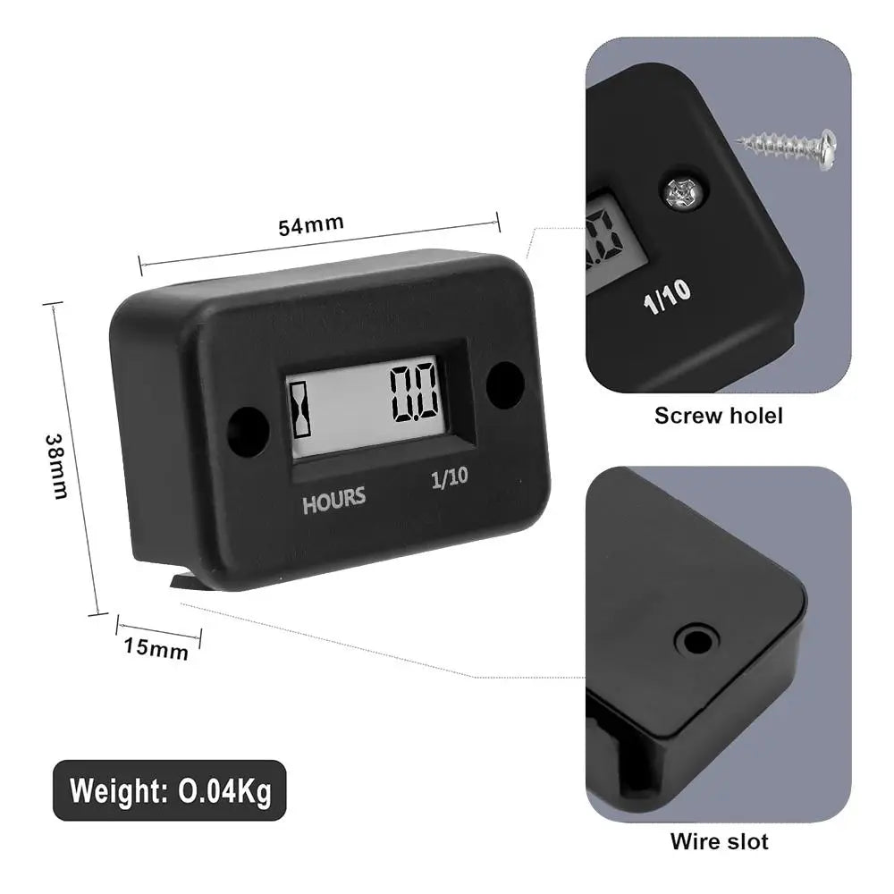 Portable Digital Inductive Tach Hour Meter Gauge for Car Boat ATV Motorcycle Instruments Snowmobile Gasoline Ski Dirt Gas Engine
