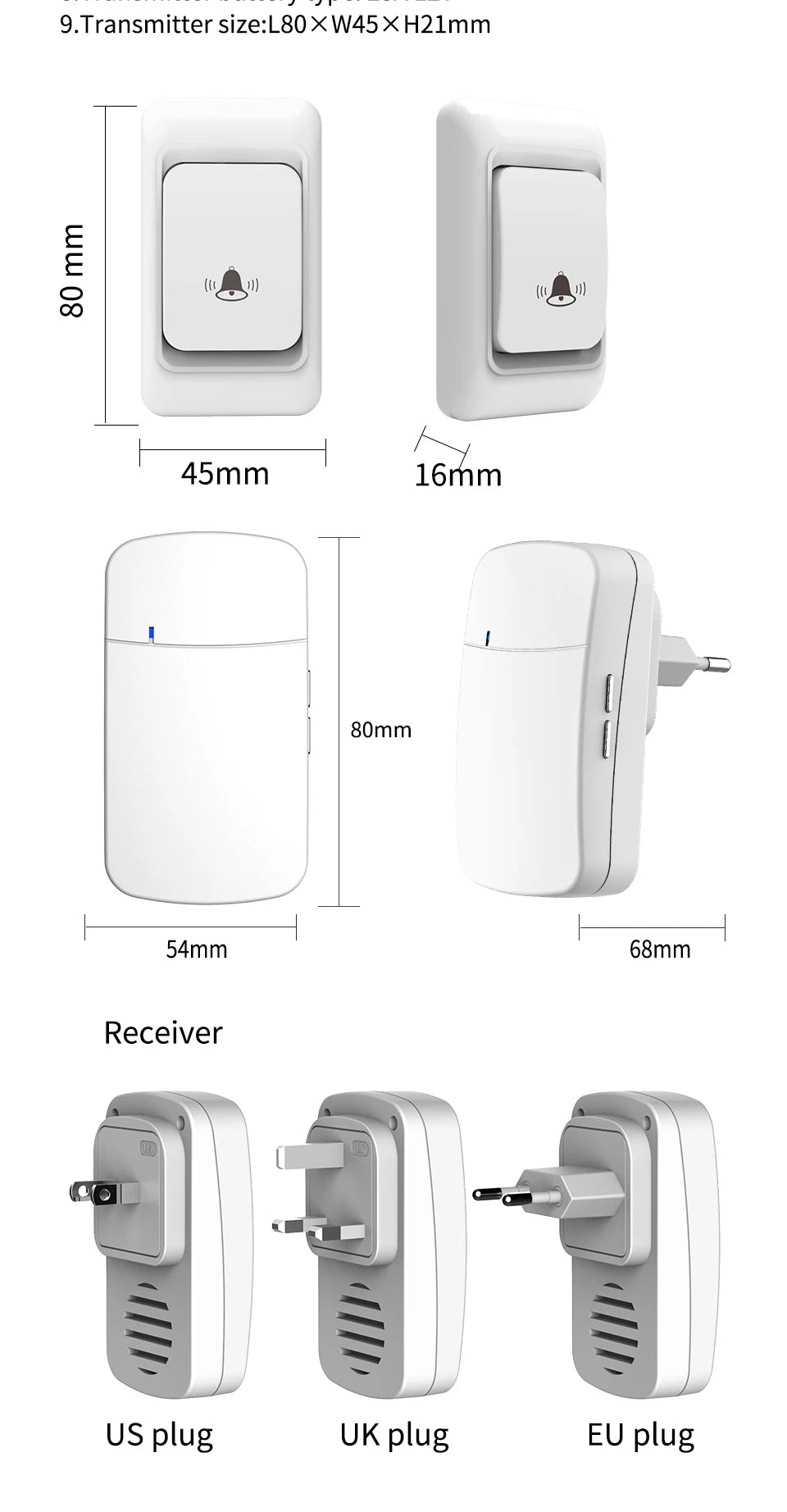 Outdoor Wireless Door bell  дверной звонок Chime Kit 300M Remote Control Home Welcome My Melody Ring Doorbell
