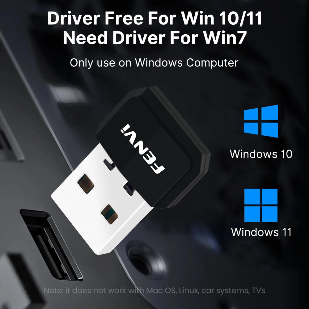 FENVI USB Blue-tooth 5.4 Dongle Adapter Wireless Driver Free For PC Mouse Keyboard Music Audio Card Receiver Transmitter Speaker