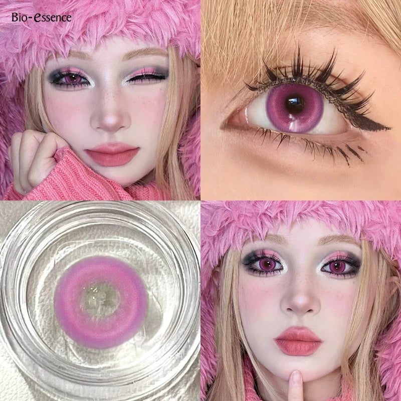 Contact Lenses for Halloween 2PCS Colored Contact Lenses Cosplay Purple Lenses 1Yearl Fashion Color Beauty Lenses Bio-essence