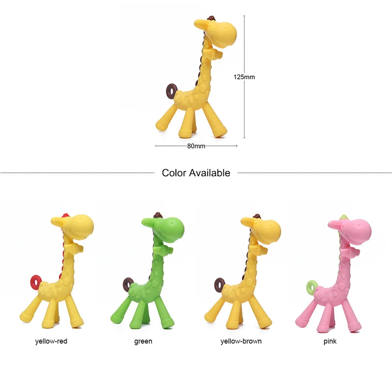 Dr.isla 1 pcs Silicone Teethers Giraffe Cartoon Baby Ring Teether BPA Free Silicone Chew Charms Baby Teething Teeth Gift Toys