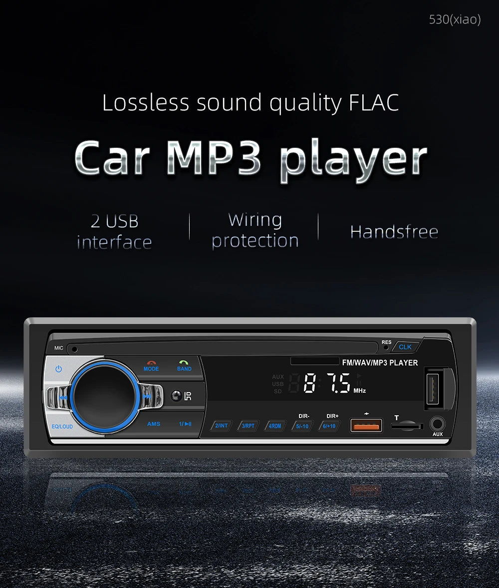 Car MP3 player FM radio AUX input Bluetooth connection Stereo playback Power off memory JSD 520 530