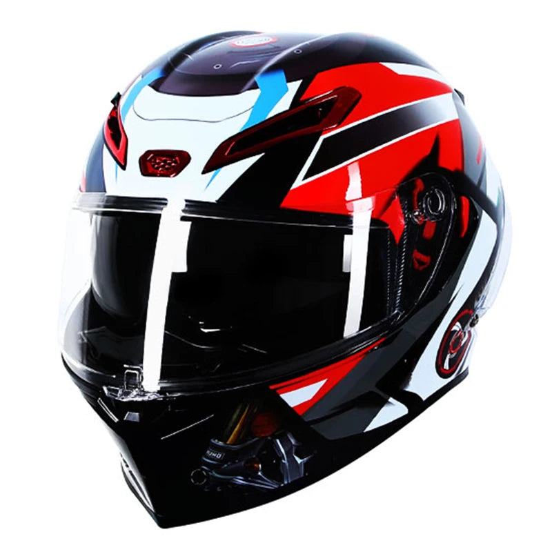 ICE.BEACON Anti fog 3C certification national standard locomotive Motorcycle big tail racing double lens helmet fashion trend pe