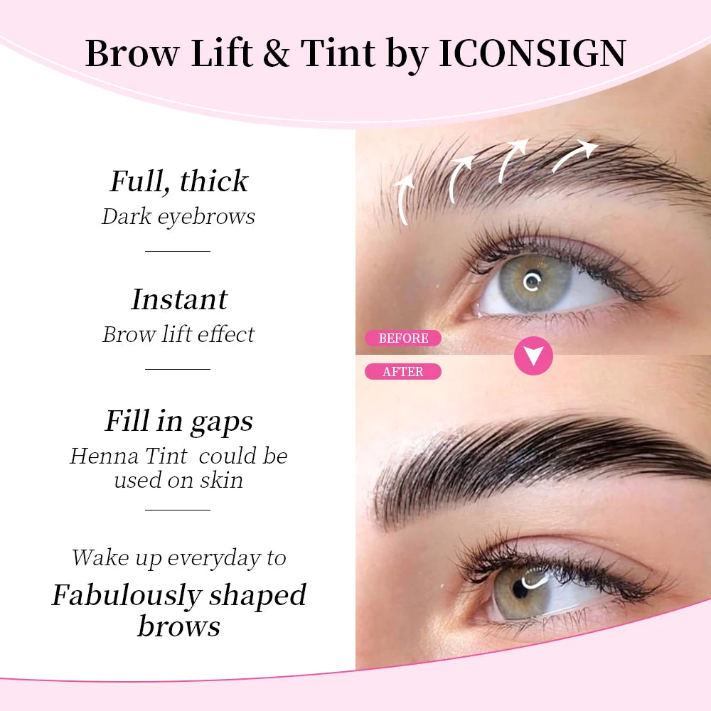 ICONSIGN 4 IN1 Set Lash Lift and Tint Kit Eyelash Lifting Brow Tint Dye Eyes Makeup Tools Patch With Glue Balm
