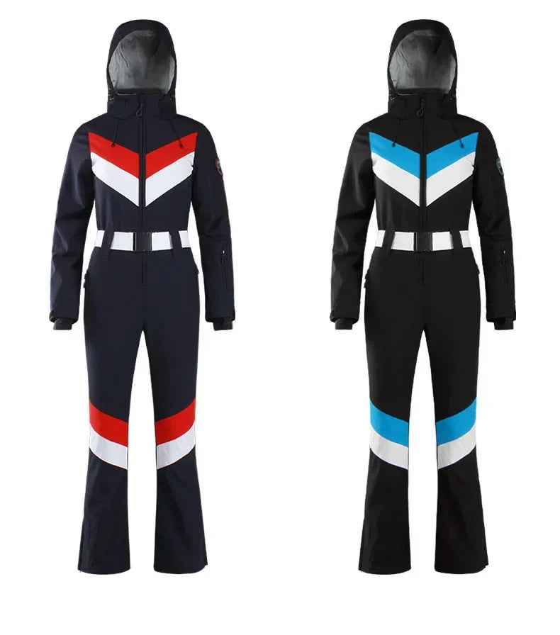 2025 Winter Overalls Women Slim Fitting Ski Suit Outdoor One-Piece Jumpsuits Wind Proof Waterproof Skiing Set Snowfield Clothing